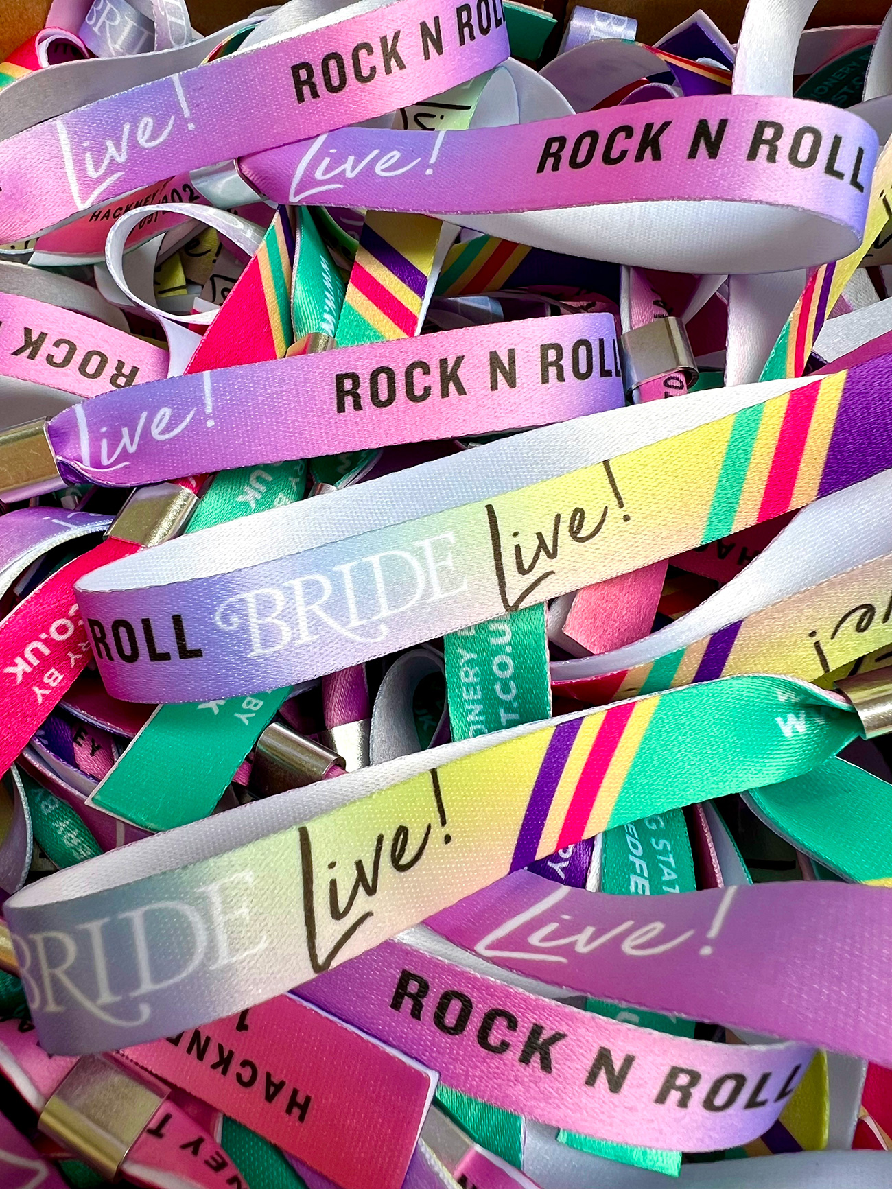 custom personalised event wristbands uk rock n roll bride