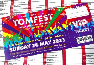 festival ticket birthday party invites