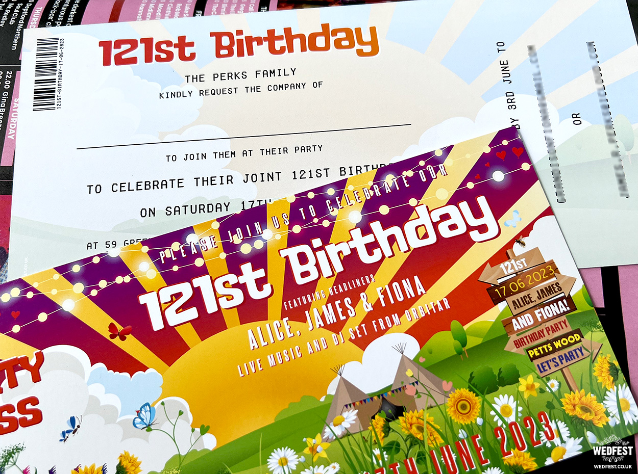 music ticket festival birthday party invite