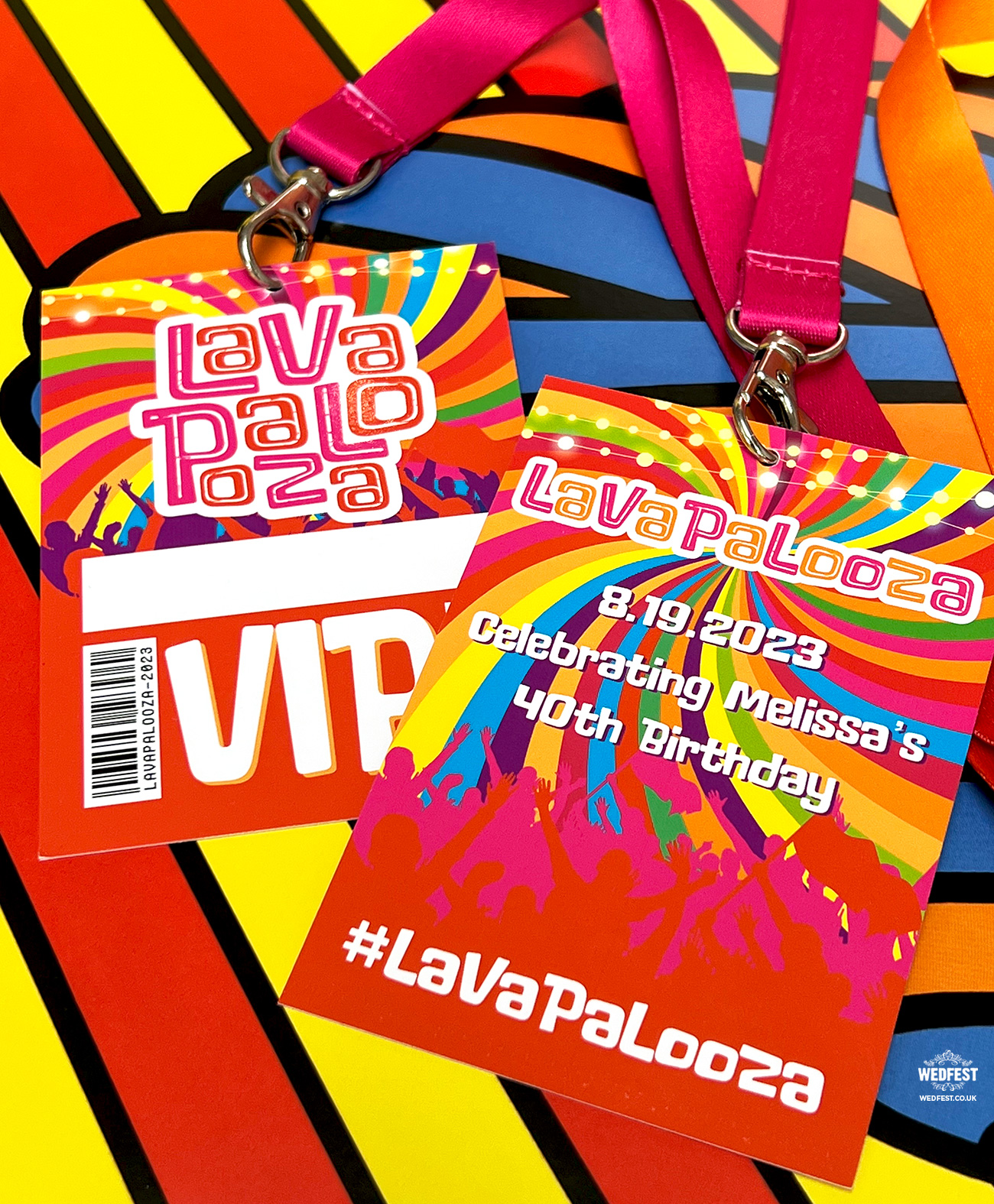 palooza festival birthday party invitation lanyard