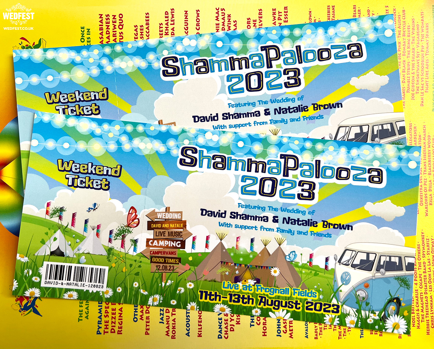 palooza theme festival wedding invitations