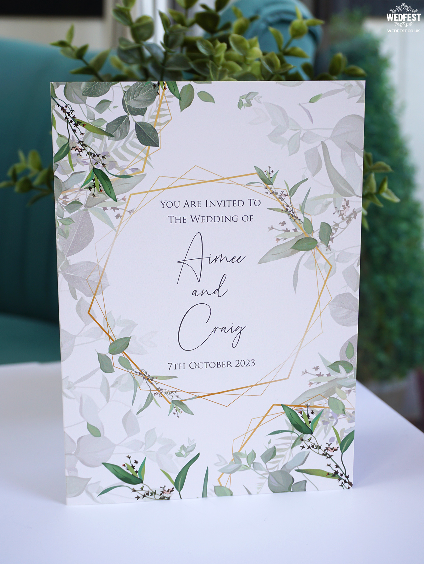 galgorm hotel Eucalyptus botanical greenery wedding invitation