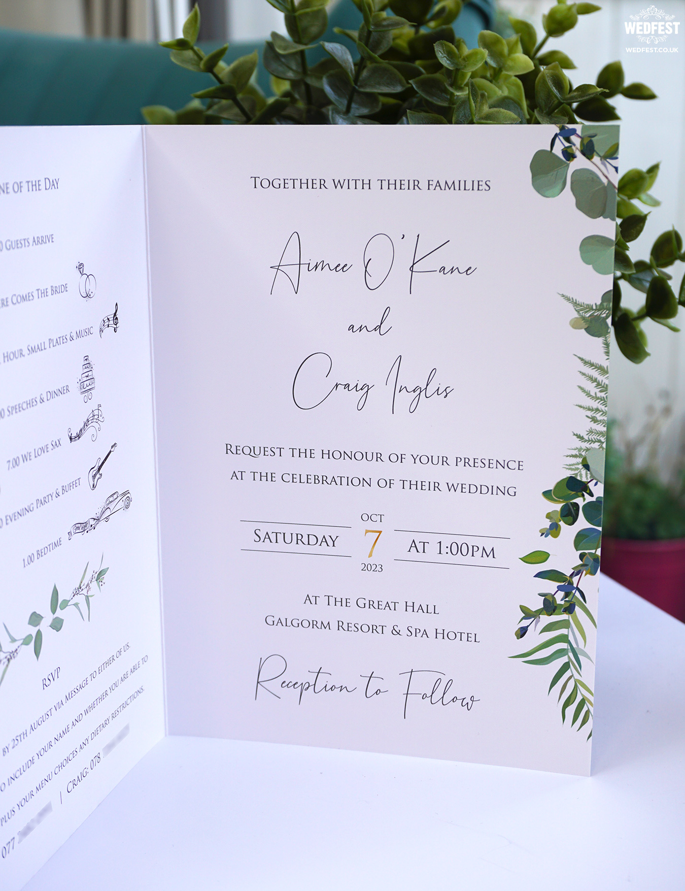 galgorm resort hotel wedding invitations