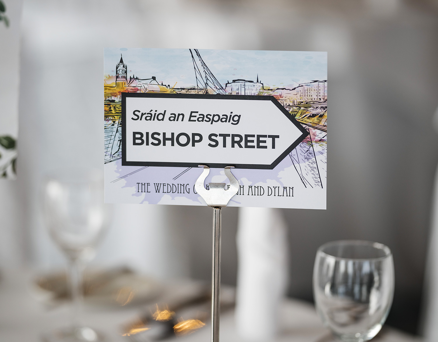 derry doire street signs theme wedding stationery