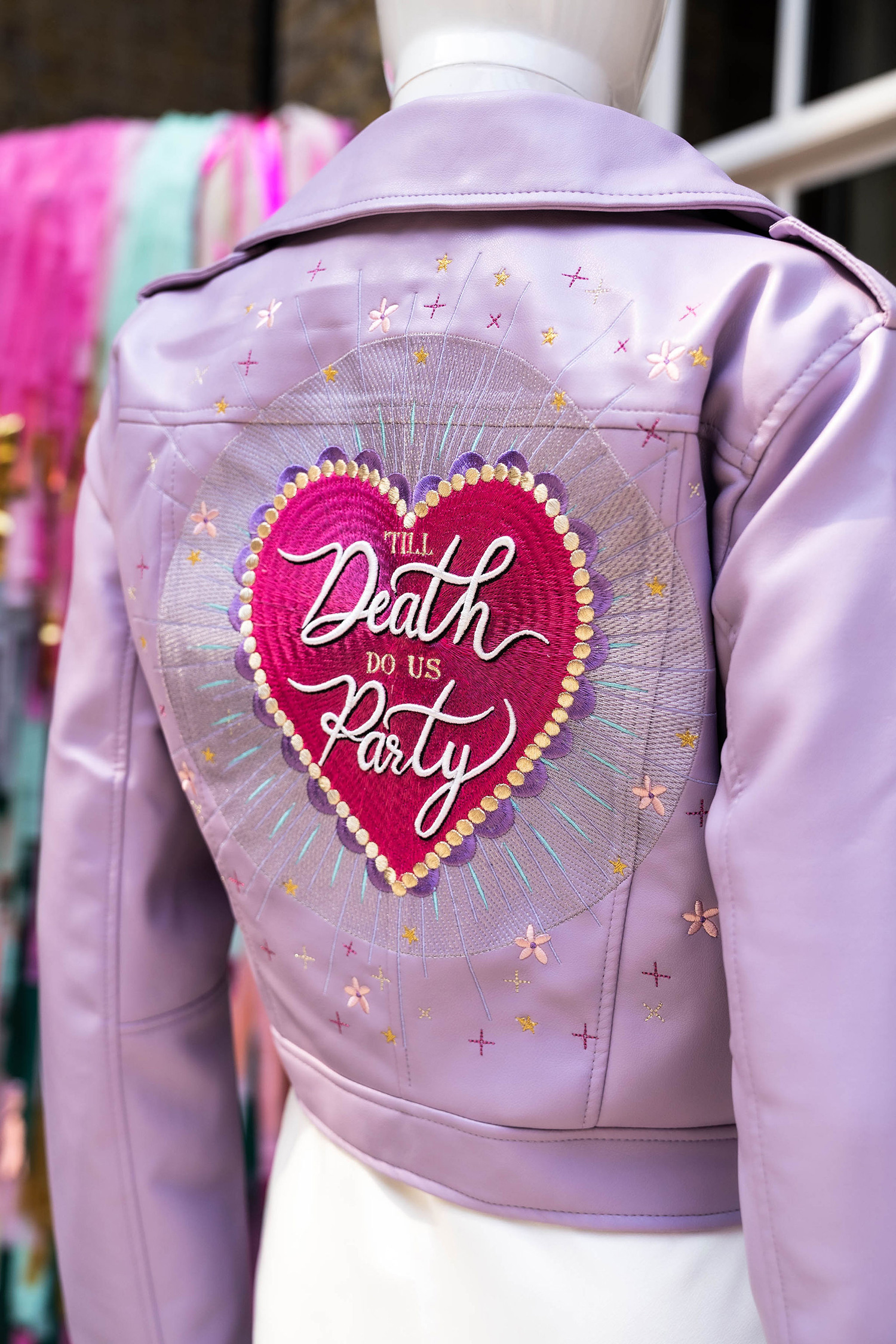 rock n roll bride leather jacket till death do us party