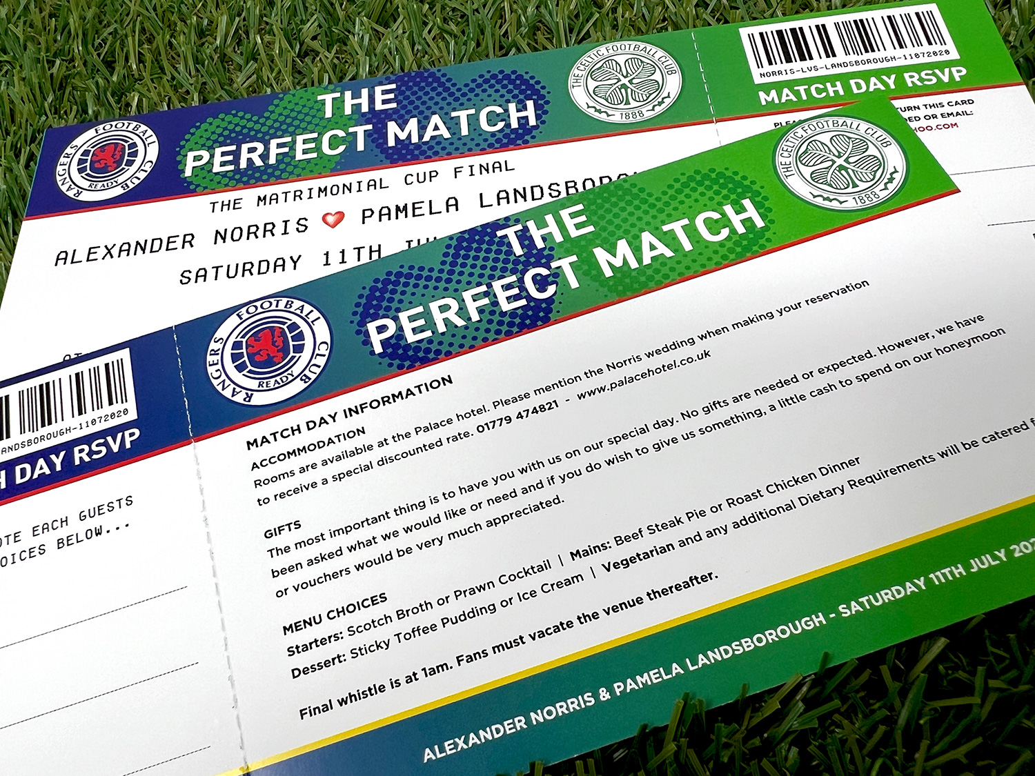 celtic vs rangers football wedding invitations