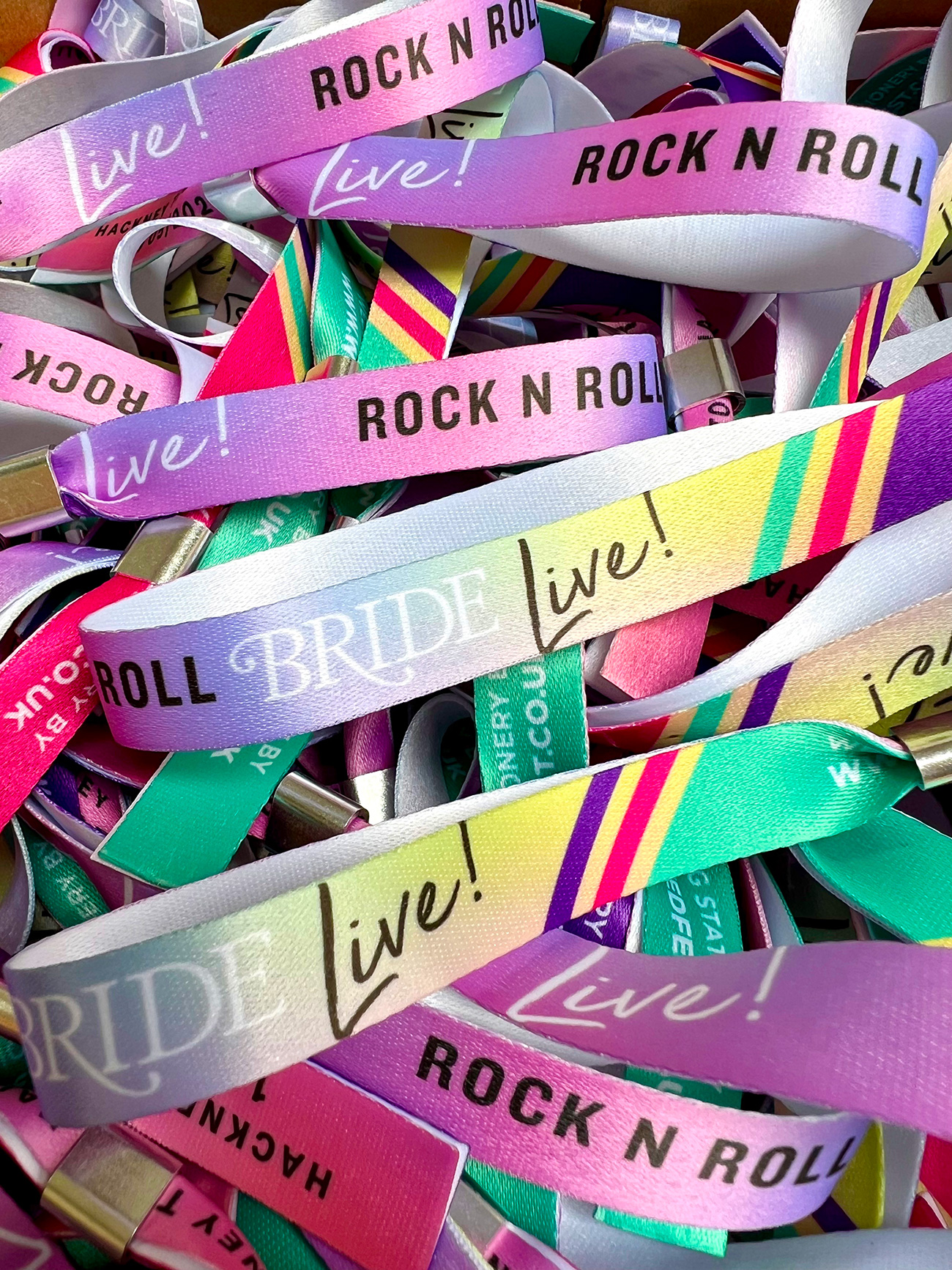 custom personalised event wristbands uk rock n roll bride 
