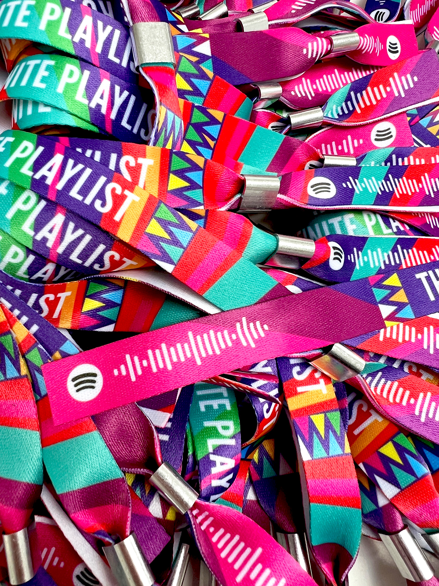 spotify playlist link printed fabric-event wristbands