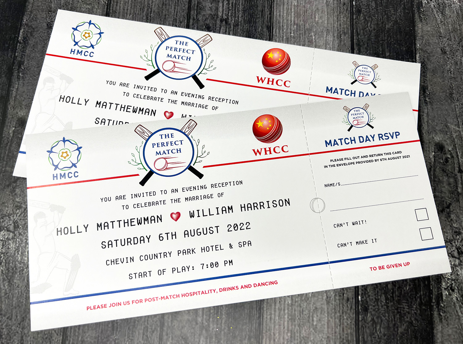 cricket themed wedding invitation