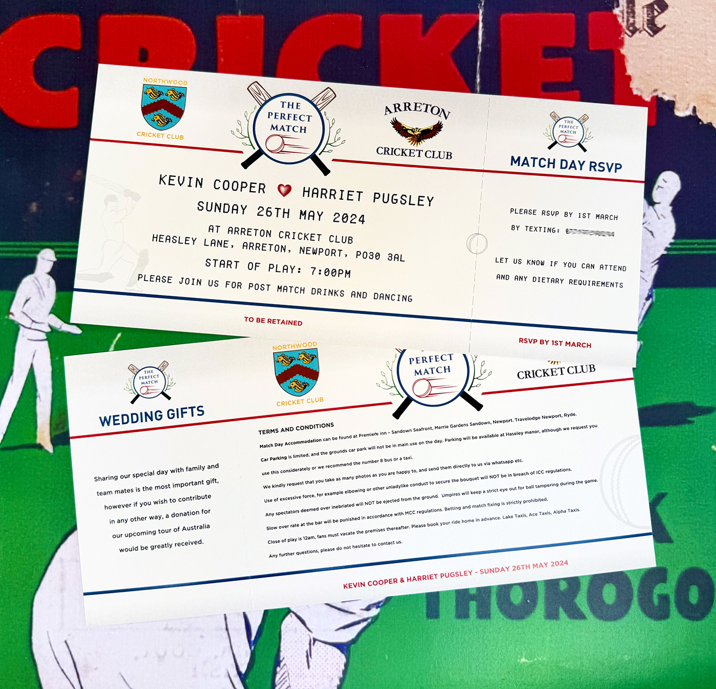 cricket wedding invite
