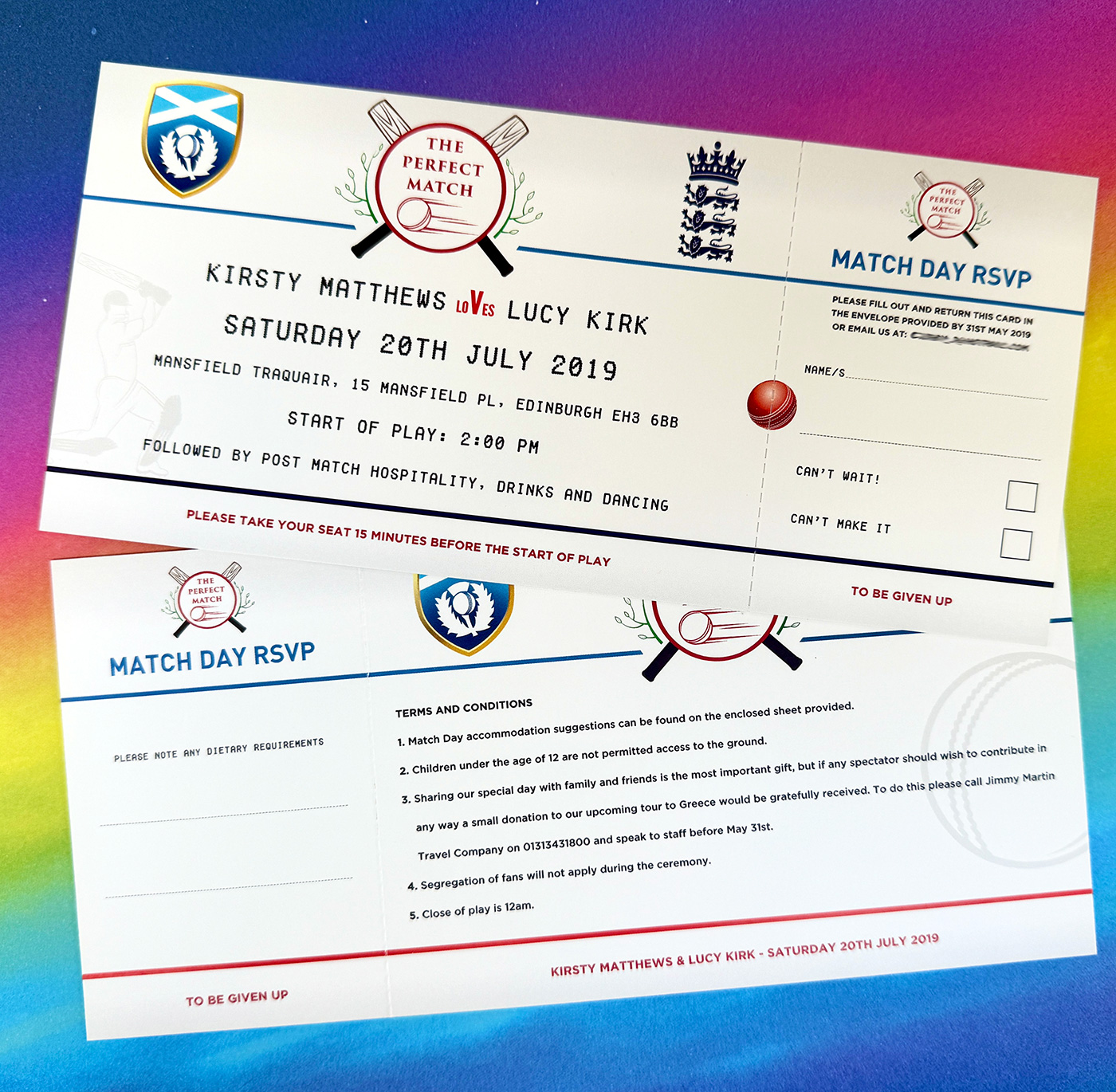 cricket wedding invites