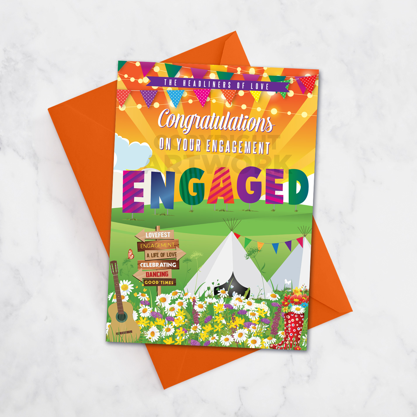 festival theme engagement congratulations card engaged card