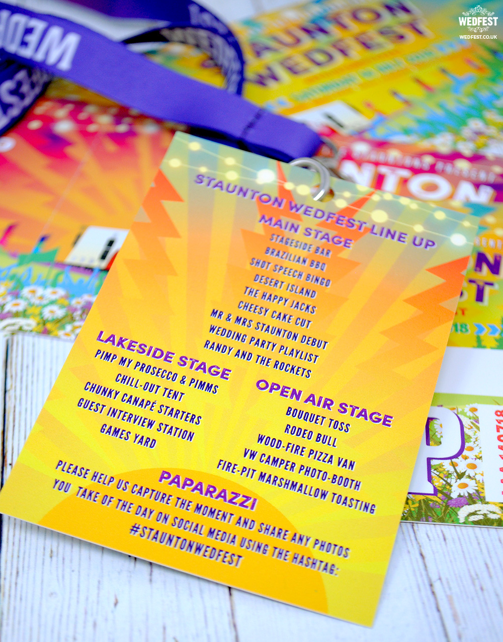 Wedding running order itinerary lanyard for festival weddings Wedding running order itinerary lanyard for festival weddings