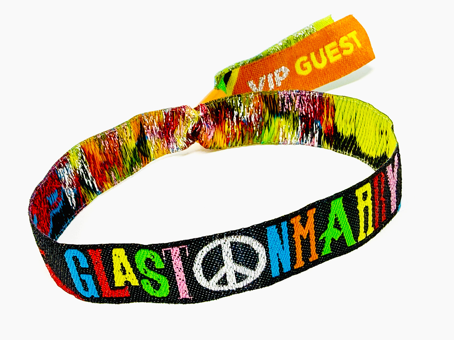 festival themed wedding wristbands glastonmarry