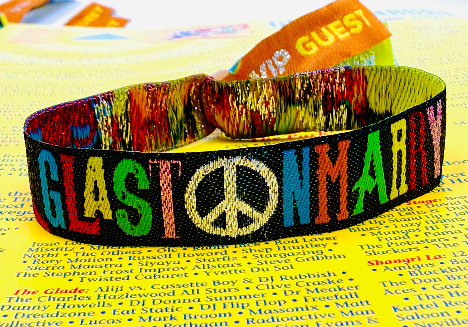 glasto theme wedding wristband favours