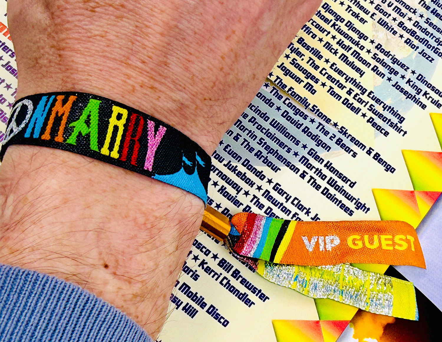 glastonmarry festival themed wedding wristbands glastonbury