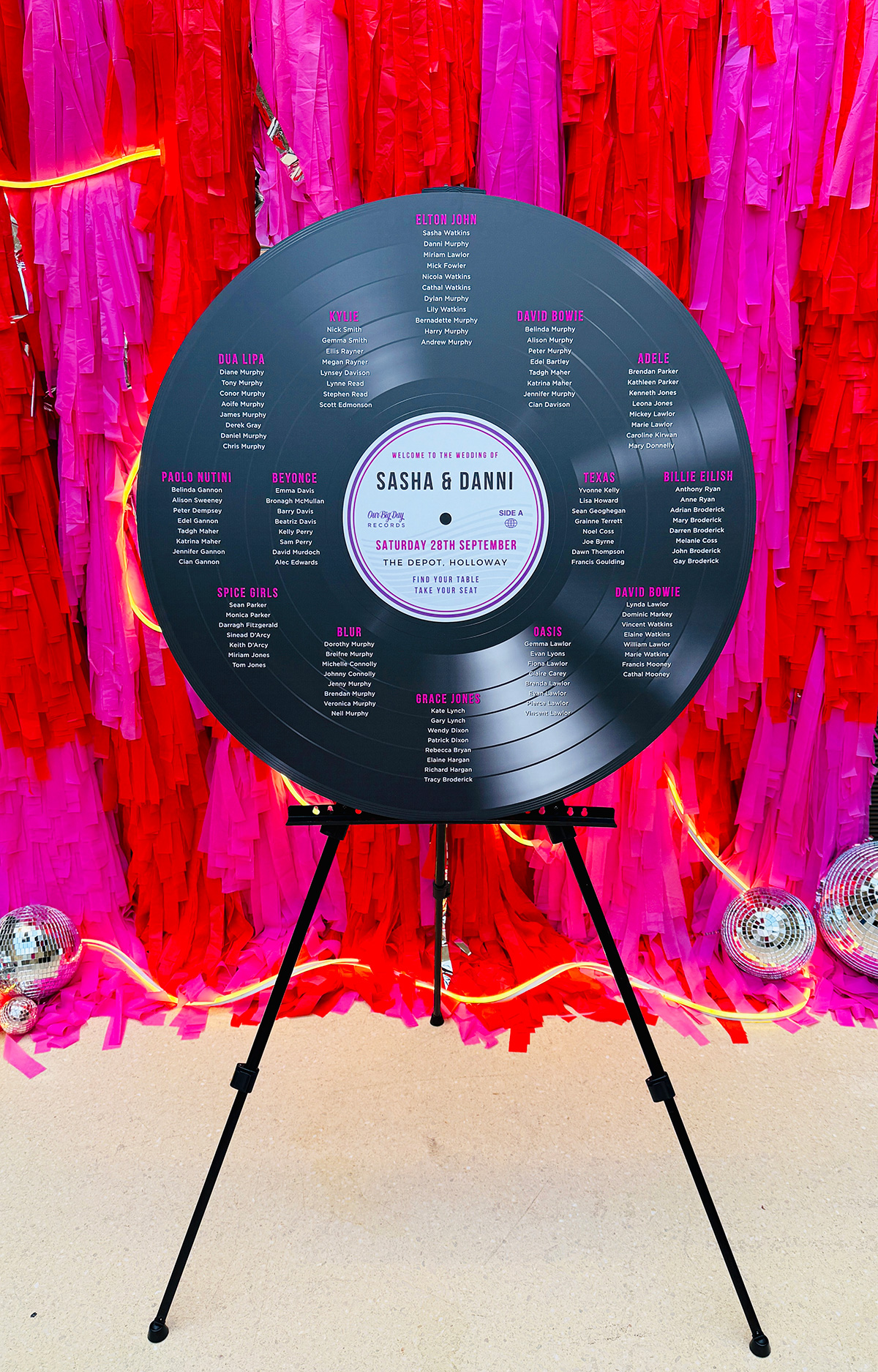 large size vinyl record theme wedding table seating chart large size vinyl record theme wedding table seating chart