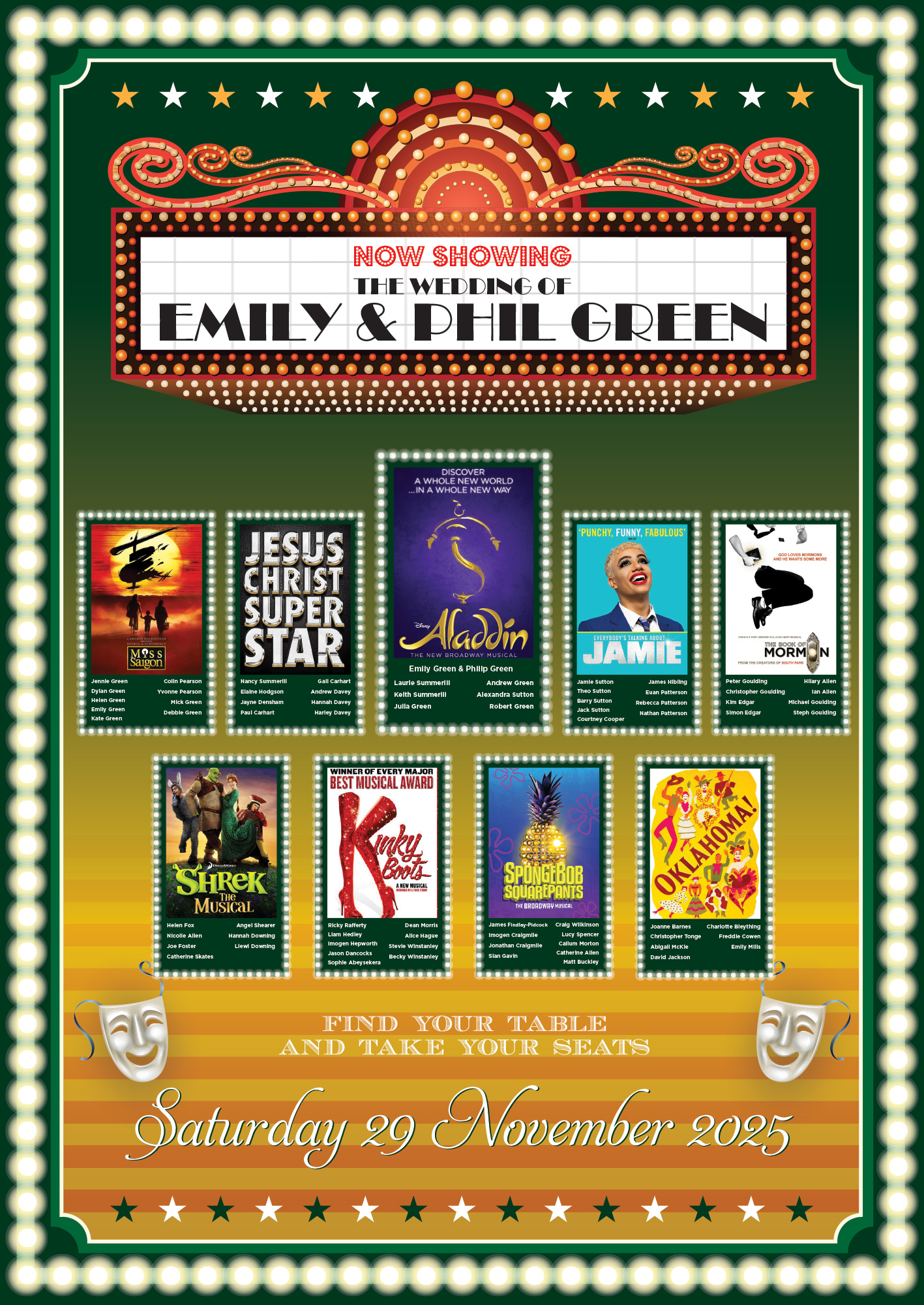 broadway musicals wedding seating chart broadway musicals wedding seating chart