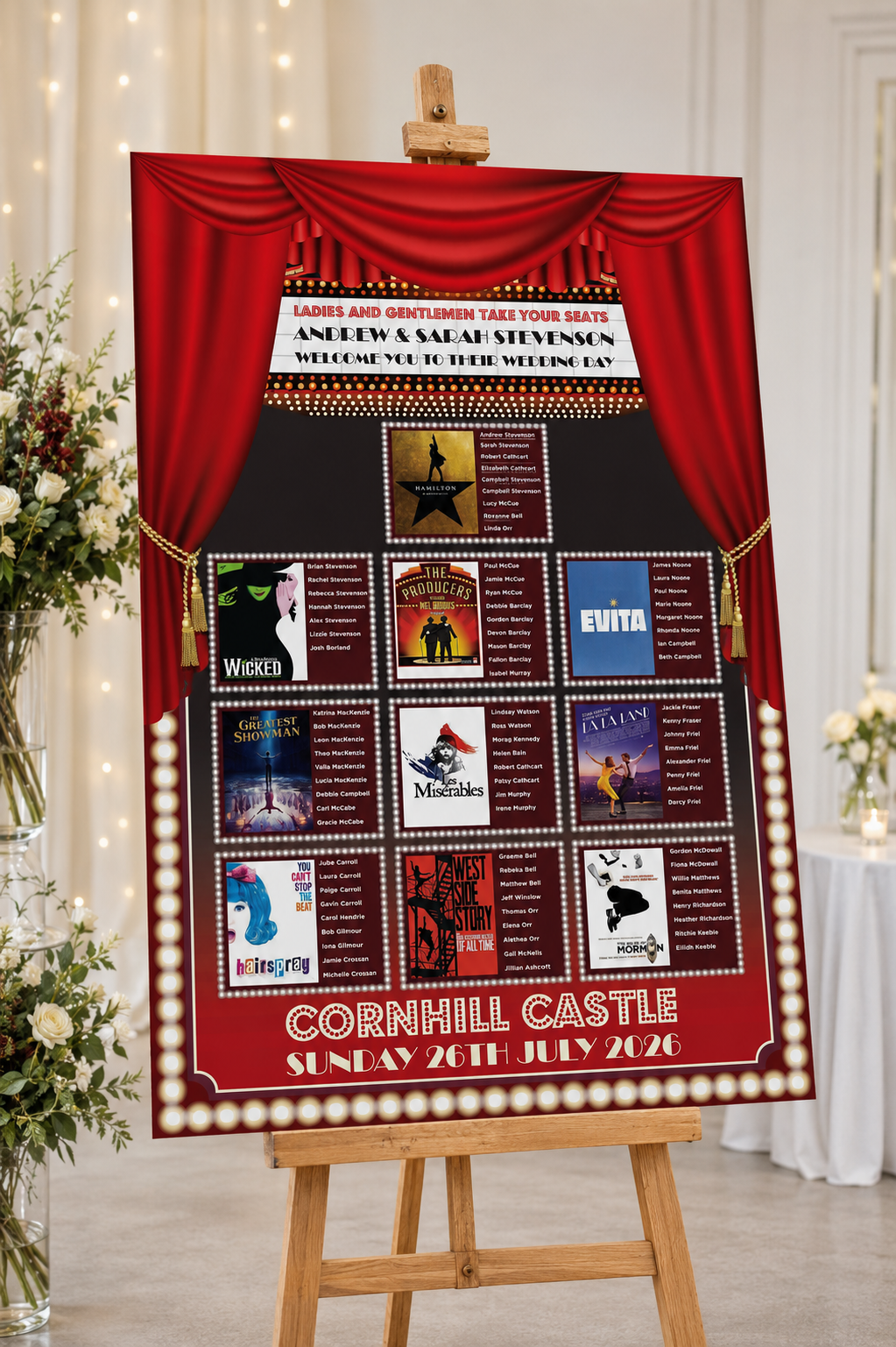 broadway musical wedding table plan broadway musical wedding table plan