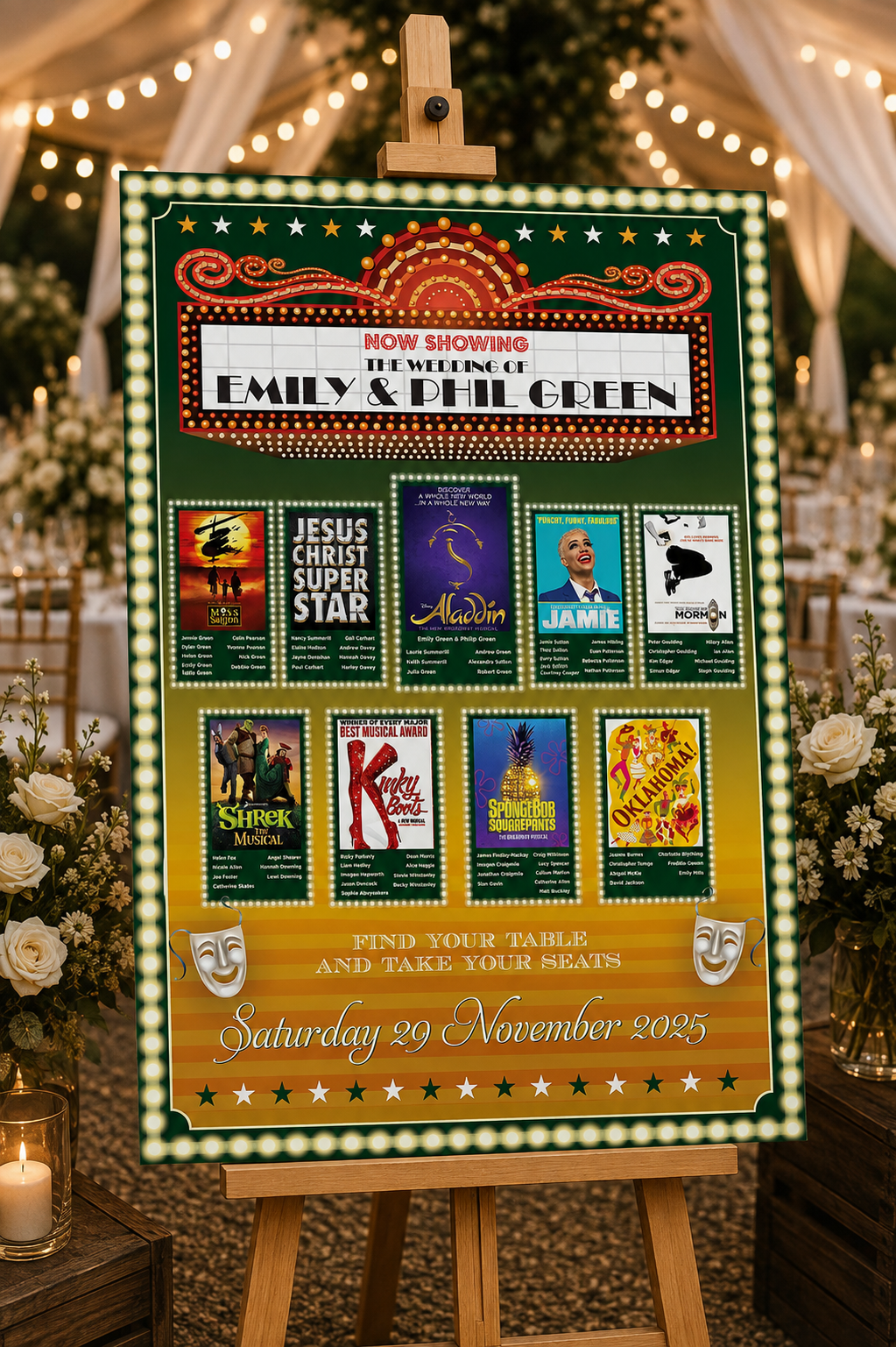 west end musicals wedding table plan west end musicals wedding table plan